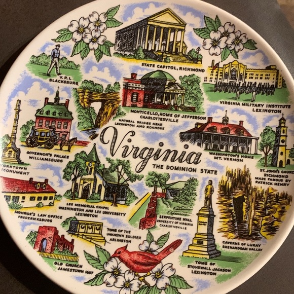 Vintage 60s State of Virginia Tourist Souvenir Ceramic Collector Display Plate - Picture 12 of 16